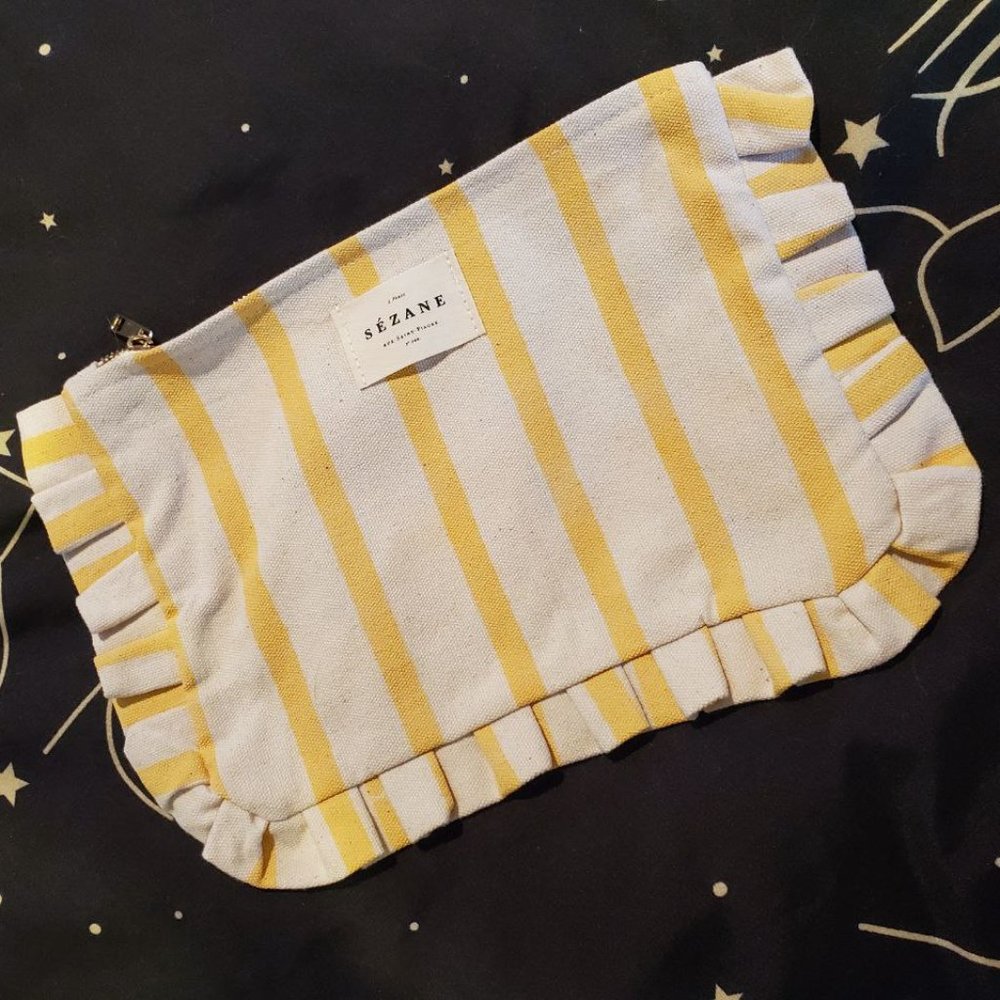 Sezane Yellow Striped Pouch